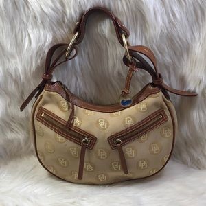 Dooney & Bourke Tan Signature Fabric Shoulder Bag
